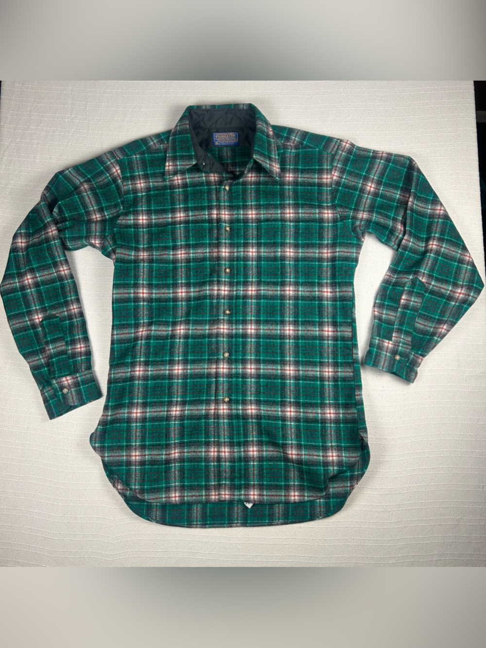 Vintage Pendleton Wool Board Shirt - Green/Red Plaid Flannel Size M